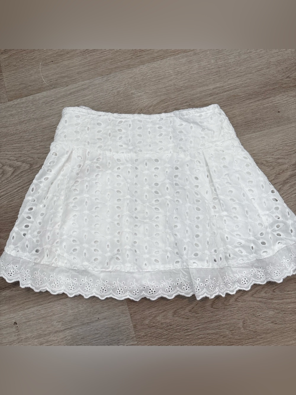 White Eyelet Lace Mini Skirt